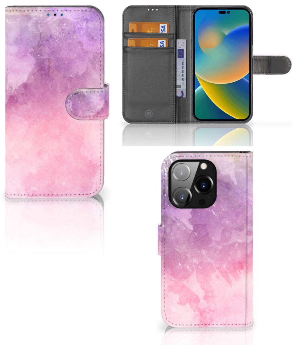 Hoesje iPhone 14 Pro Pink Purple Paint