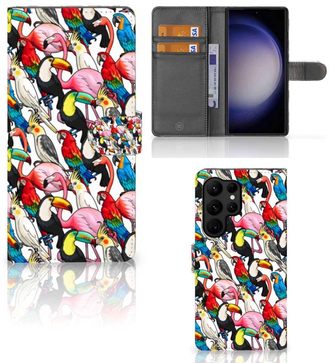 Samsung Galaxy S23 Ultra Telefoonhoesje met Pasjes Birds