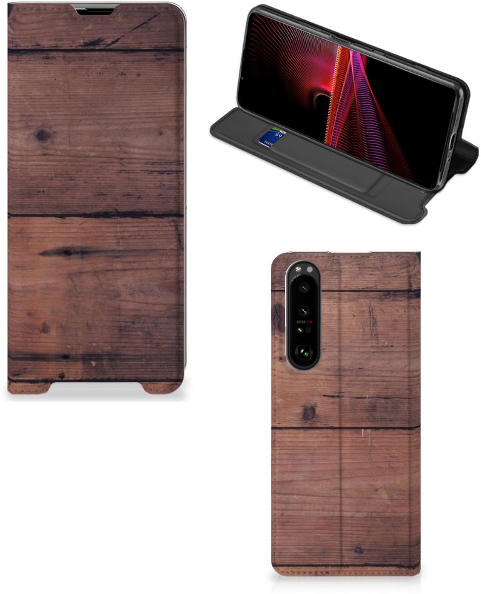 Sony Xperia 1 III Book Wallet Case Old Wood