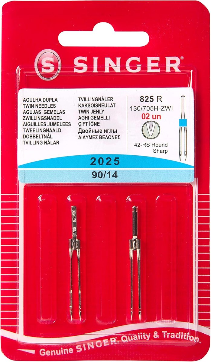 Dubbele naald 2025 90/14 voor naaien - 3 mm, zilver
