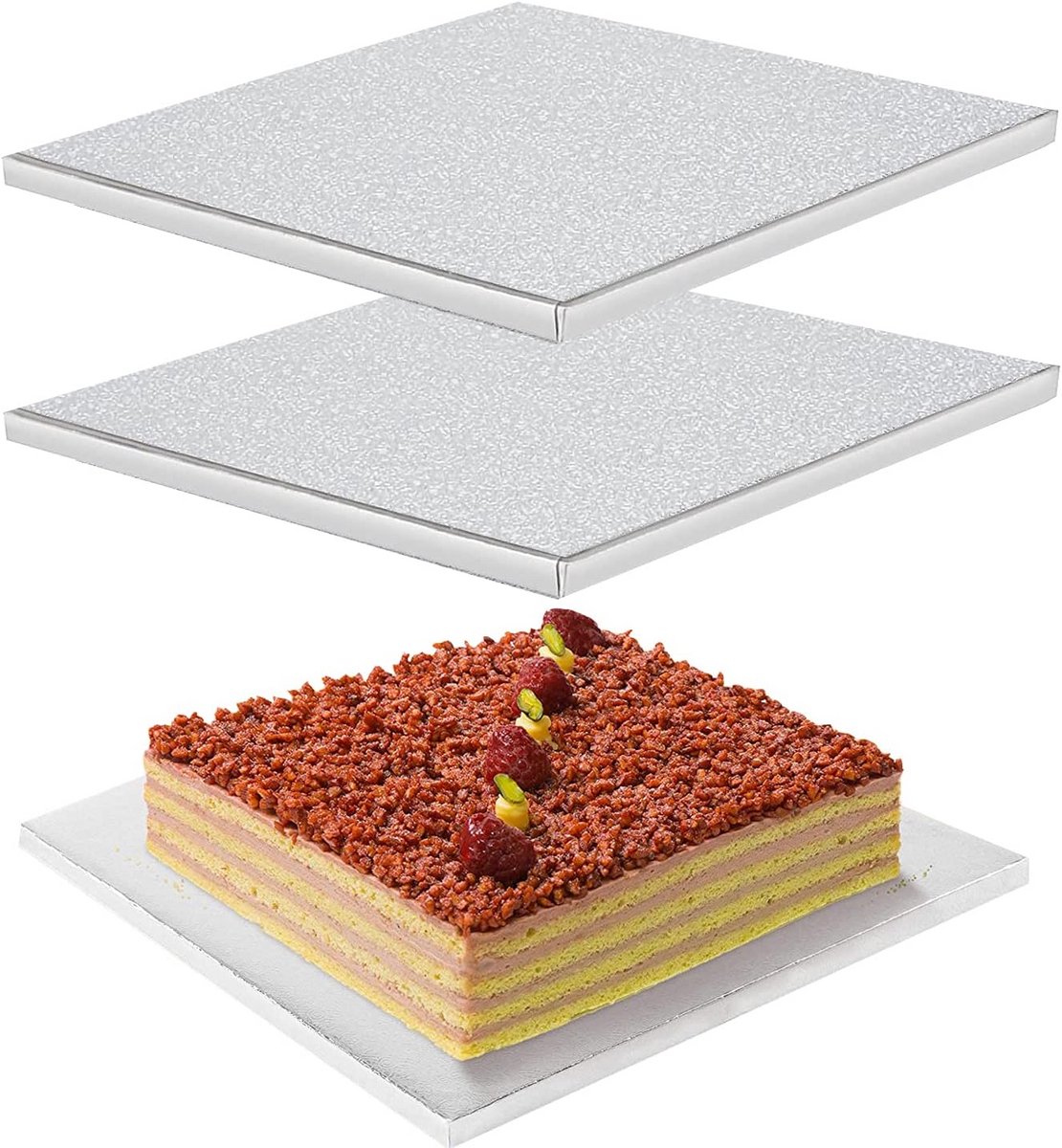 Vierkante Cakeboard 30 cm - Herbruikbare Cakeplaat voor Transport van Taarten (2 Stuks)