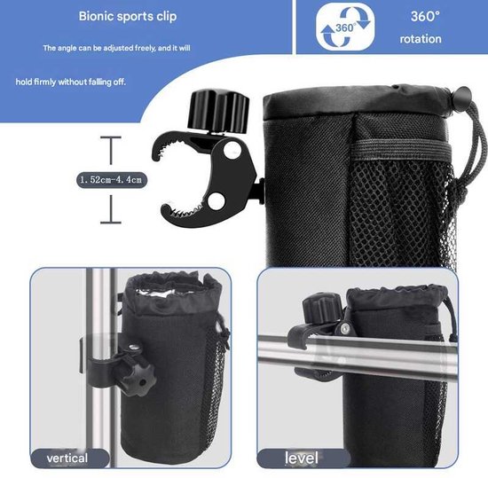 Waterfleshouder - Universele tas voor motorfiets, scooter, kinderwagen - Grote waterfleshouder - Waterfleshouder met waterdicht Oxford-weefsel - Geschikt voor fiets - Zwart — afbeelding 5