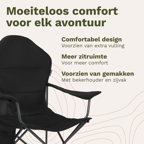 TRVLMORE Campingstoel XXL - Opvouwbaar - 160KG Draagvermogen - Incl. Draagtas - Klapstoel - Visstoel - Kampeerstoel - Vouwstoel - Zwart van Merkloos — afbeelding 3