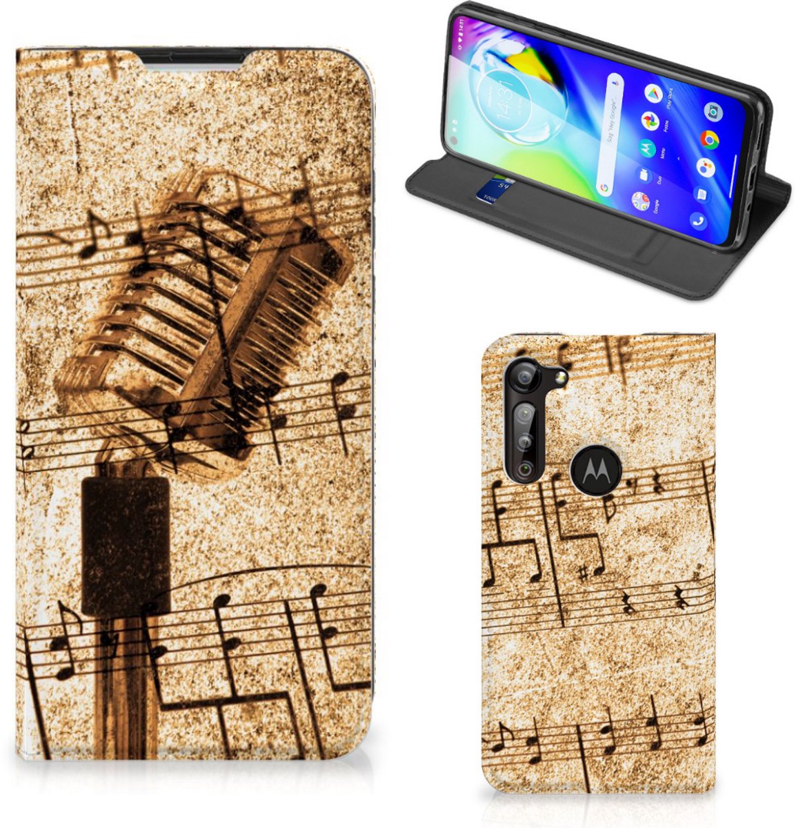 Motorola Moto G8 Power Stand Case Bladmuziek