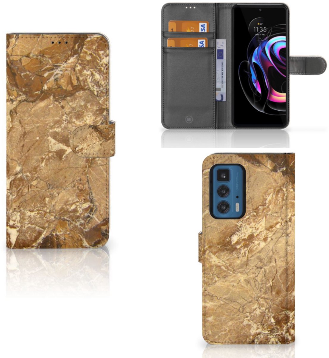 Motorola Edge 20 Pro Bookcase Marmer Creme