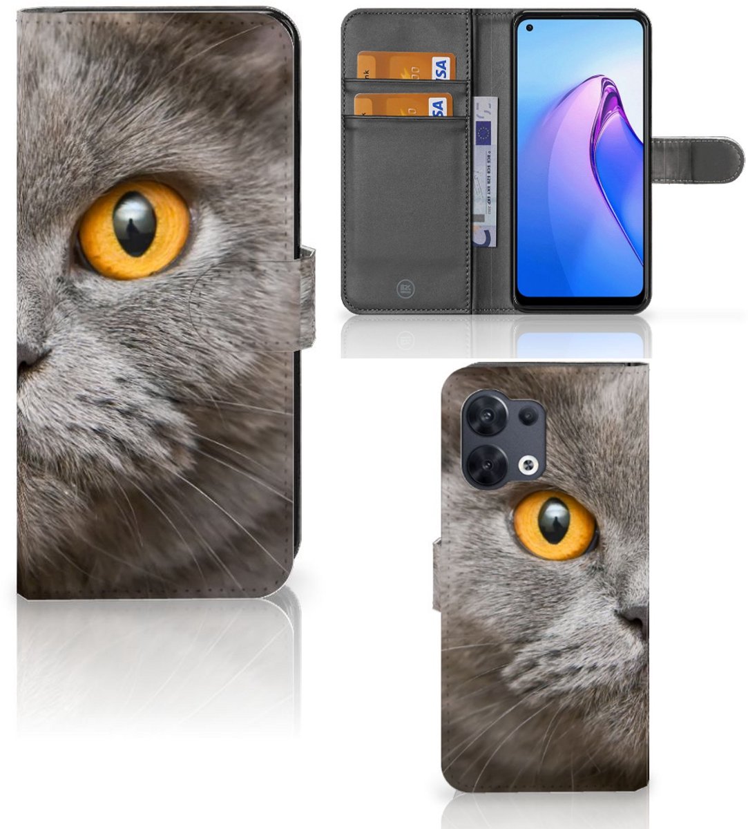 Telefoonhoesje met Pasjes OPPO Reno8 Britse Korthaar