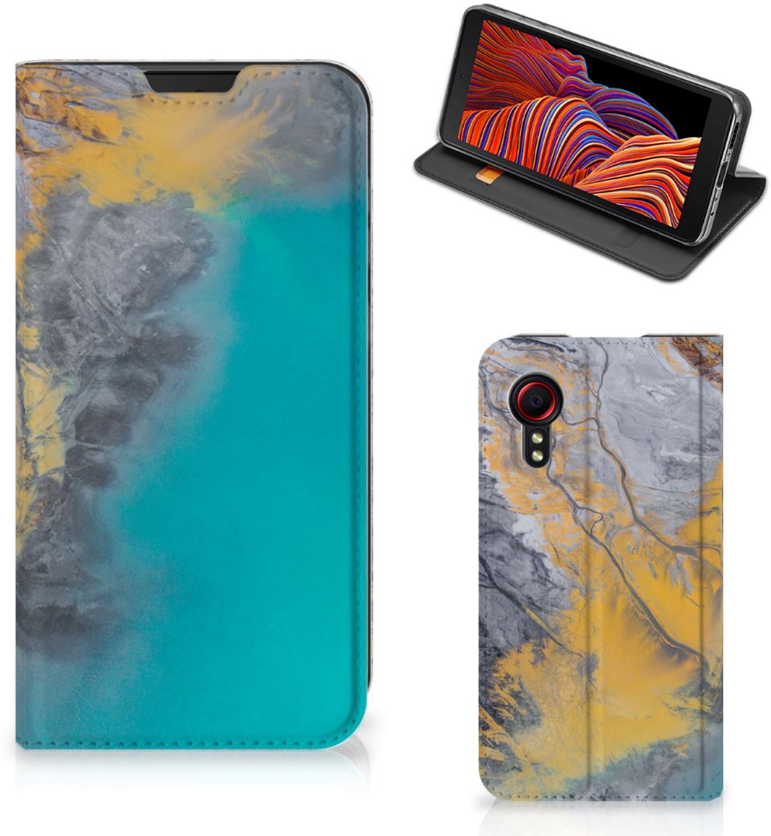 Samsung Galaxy Xcover 5 Standcase Marble Blue Gold