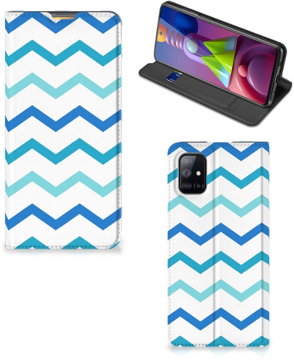 Samsung Galaxy M51 Hoesje met Magneet Zigzag Blauw