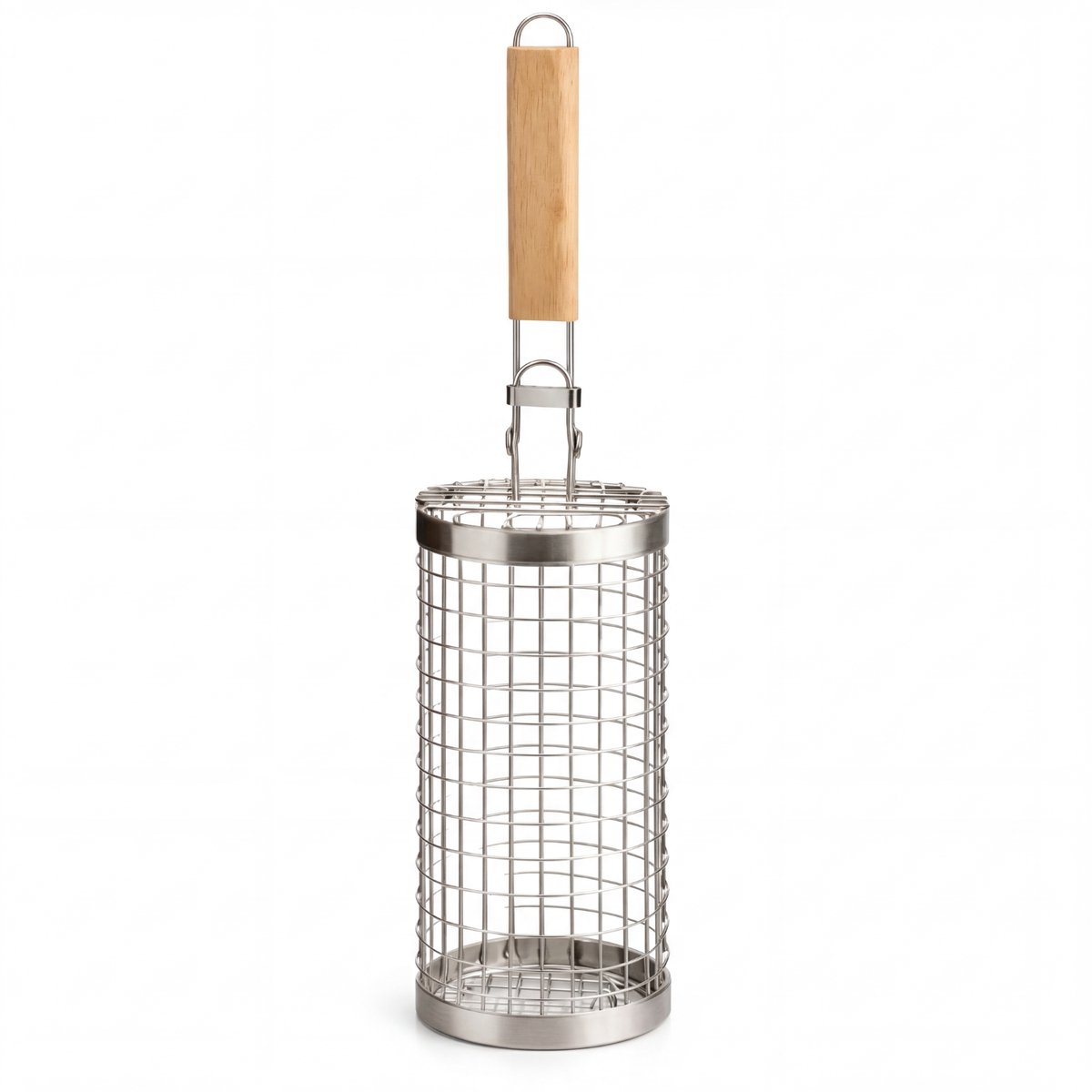 Oneproduct BBQ Grillmand - Grill Rooster voor Barbecue - Groentemand BBQ Accessoire - Met Houten Handvat