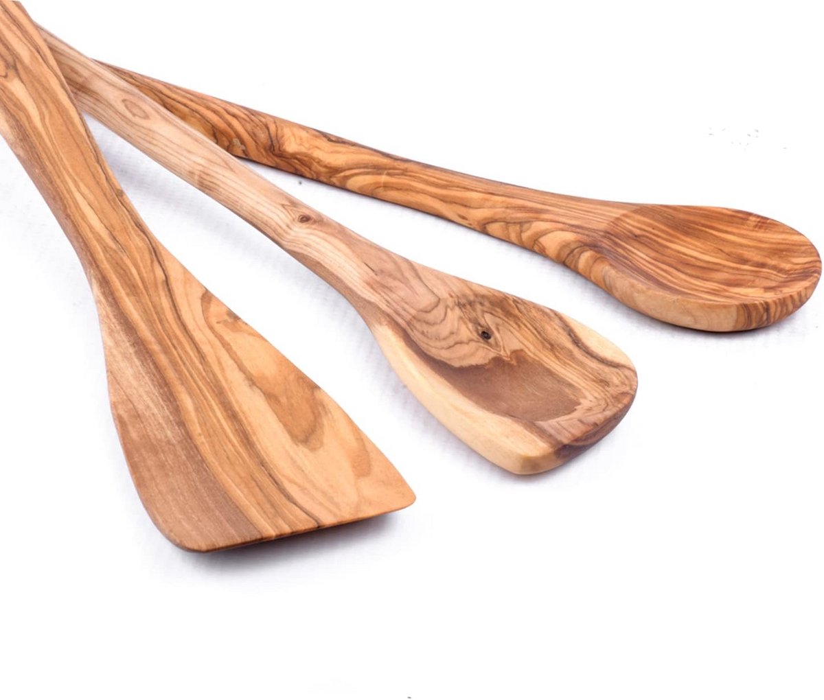 Hoogwaardige Olijfhouten Kooklepels - Set van 3