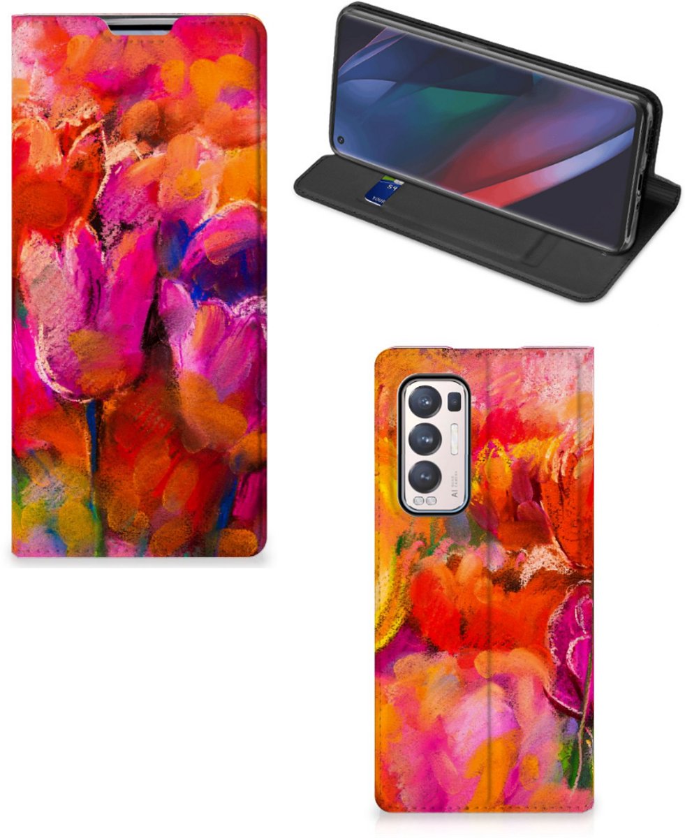 Bookcase OPPO Find X3 Neo Tulips