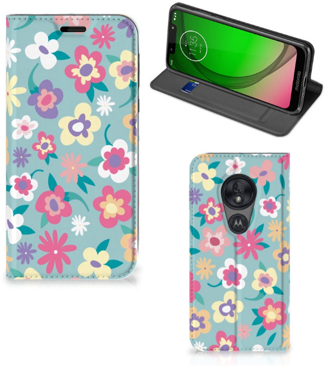 Motorola Moto G7 Play Smart Cover Flower Power