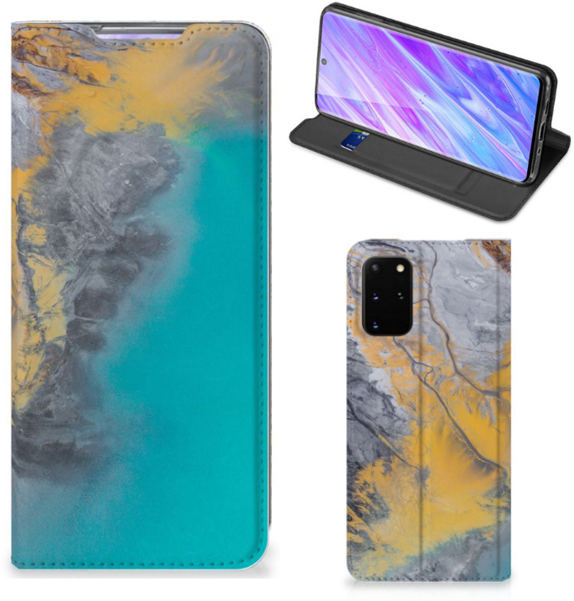 Samsung Galaxy S20 Plus Standcase Marble Blue Gold