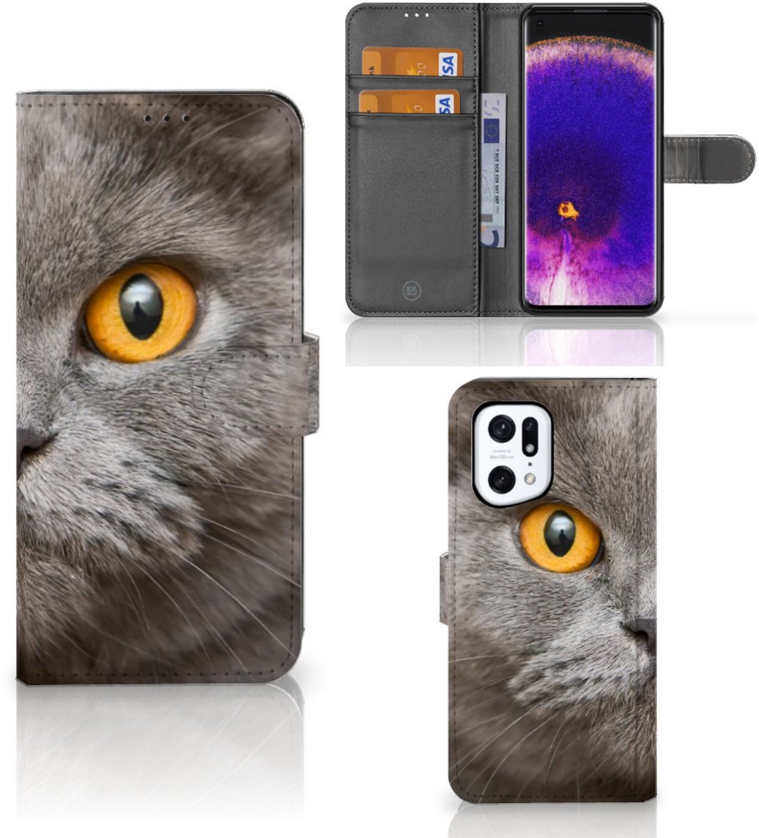 Telefoonhoesje met Pasjes OPPO Find X5 Pro Britse Korthaar