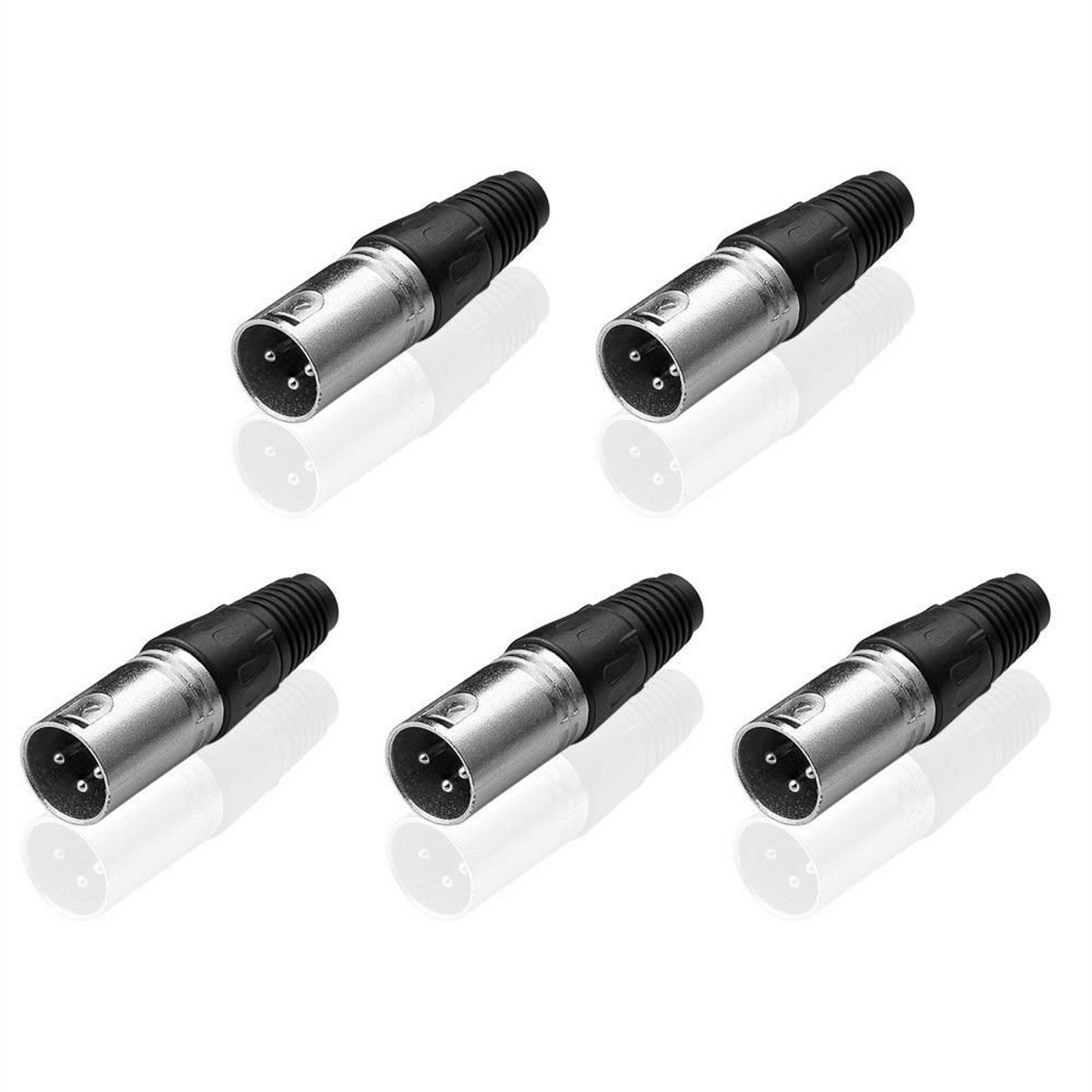 XLR 3-Pins Mannelijke Microfoon Adapter Socket voor Audiokabel - 5 Stuks