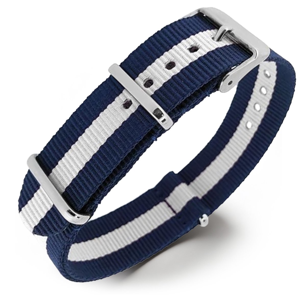 NATO Horlogeband G10 Military Nylon Strap - Regimental Blauw Wit 16mm