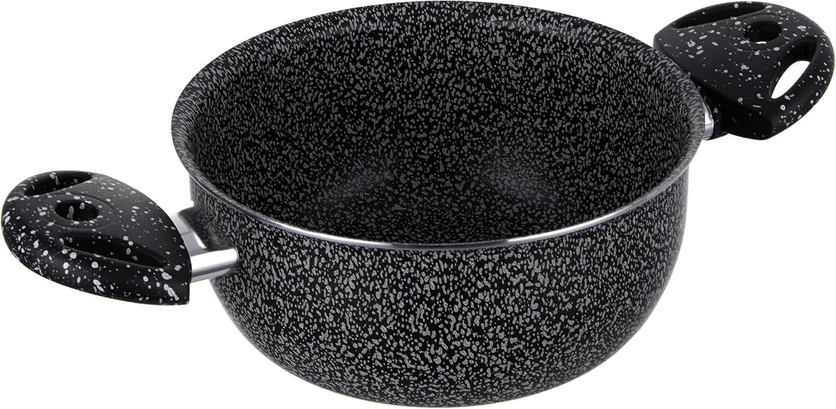 Kookpan met Twee Handgrepen - Antiaanbaksteen Steen 18 cm