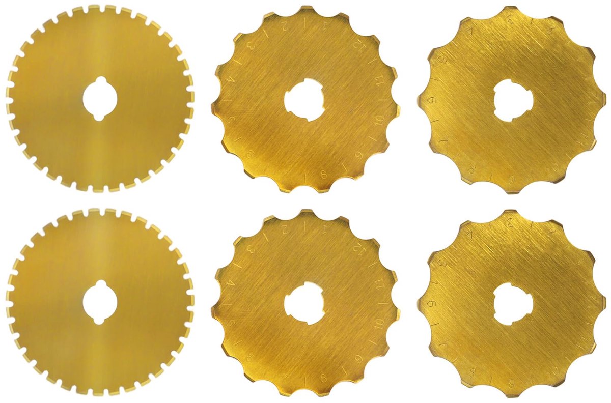 Rotary Cutter Blades - Titanium Coating - 45 mm Diameter (6 stuks, 12/15/35 tanden)