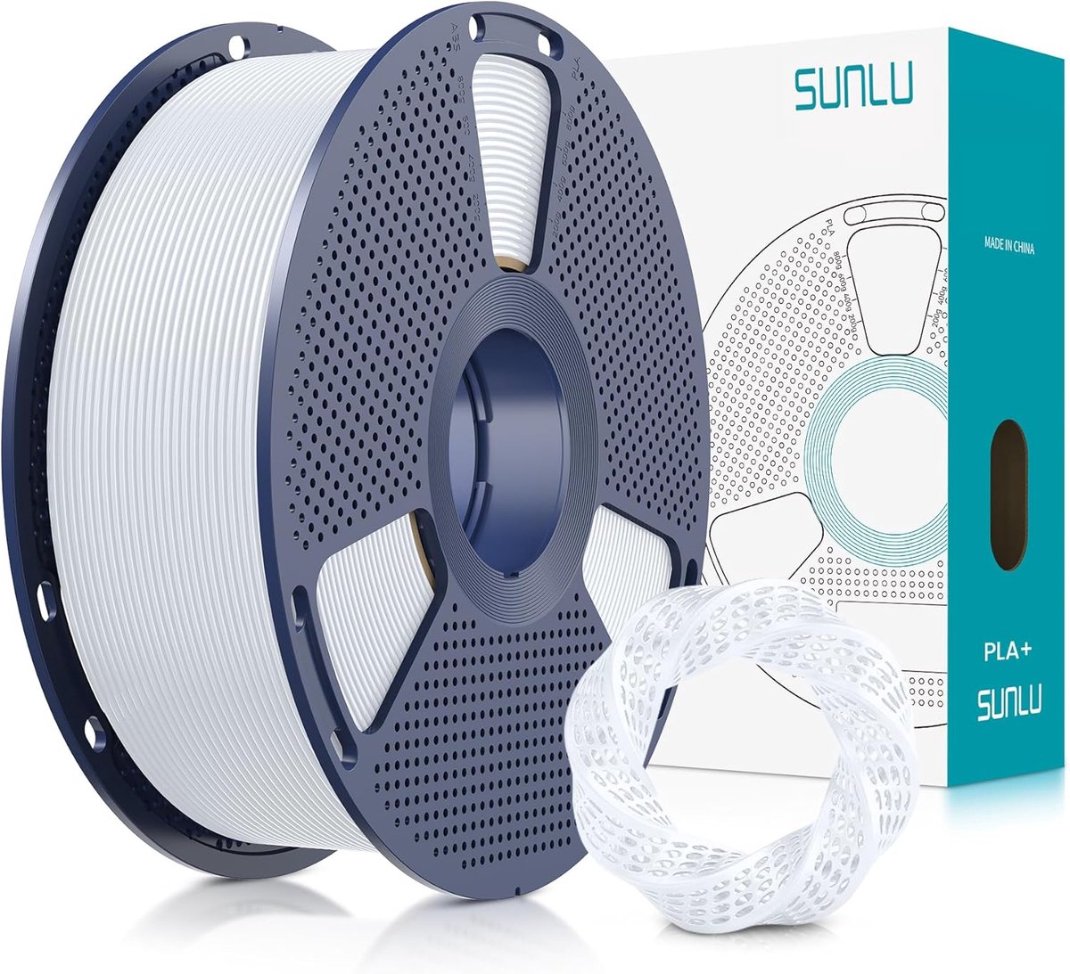 Sterk en Duurzaam PLA+ 3D Printer Filament 1.75mm Wit 1KG Spoel