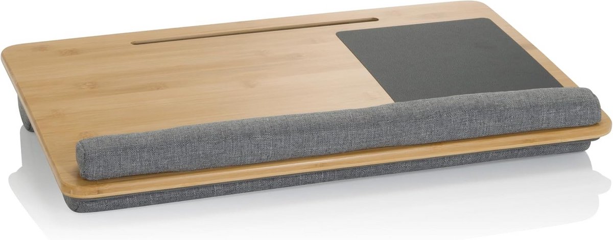 Laptophouder met Kussen en Muismat - Bamboe Laptoptafel voor Bank of Bed
