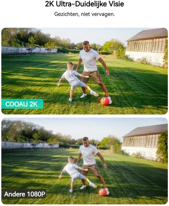 COOAU C5 Beveiligingscamera - Draadloze 2K Beveiligingscamera voor buiten - 360° Gekking - Geïntegreerd zonnepaneel - kleuren-Nachtzicht - Alexa - 3 Stuks - Zwart van COOAU — afbeelding 5
