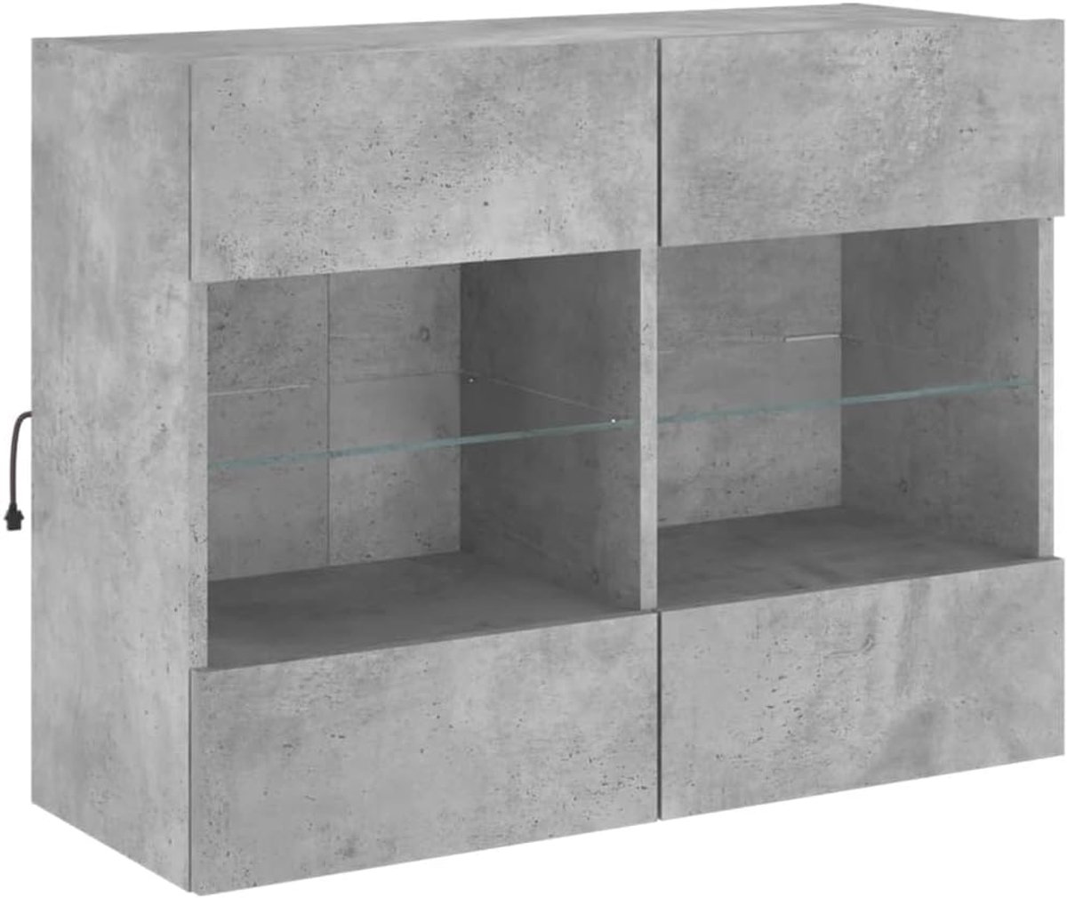 TV wandmeubel met LED-verlichting 78.5x30x60.5cm betongrijs