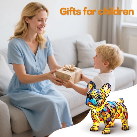 Bulldog Nachtlampje - LED Lamp - Hondenlamp van Hars - Decoratieve Hondenverlichting - Nachtlampje voor Hondenfans - Sfeerverlichting Huisdier - Woondecoratie - Nachtlicht - Cadeau voor Hondenliefhebbers - Tafelmodel Lamp - Hond Design van MELVRA — afbeelding 3