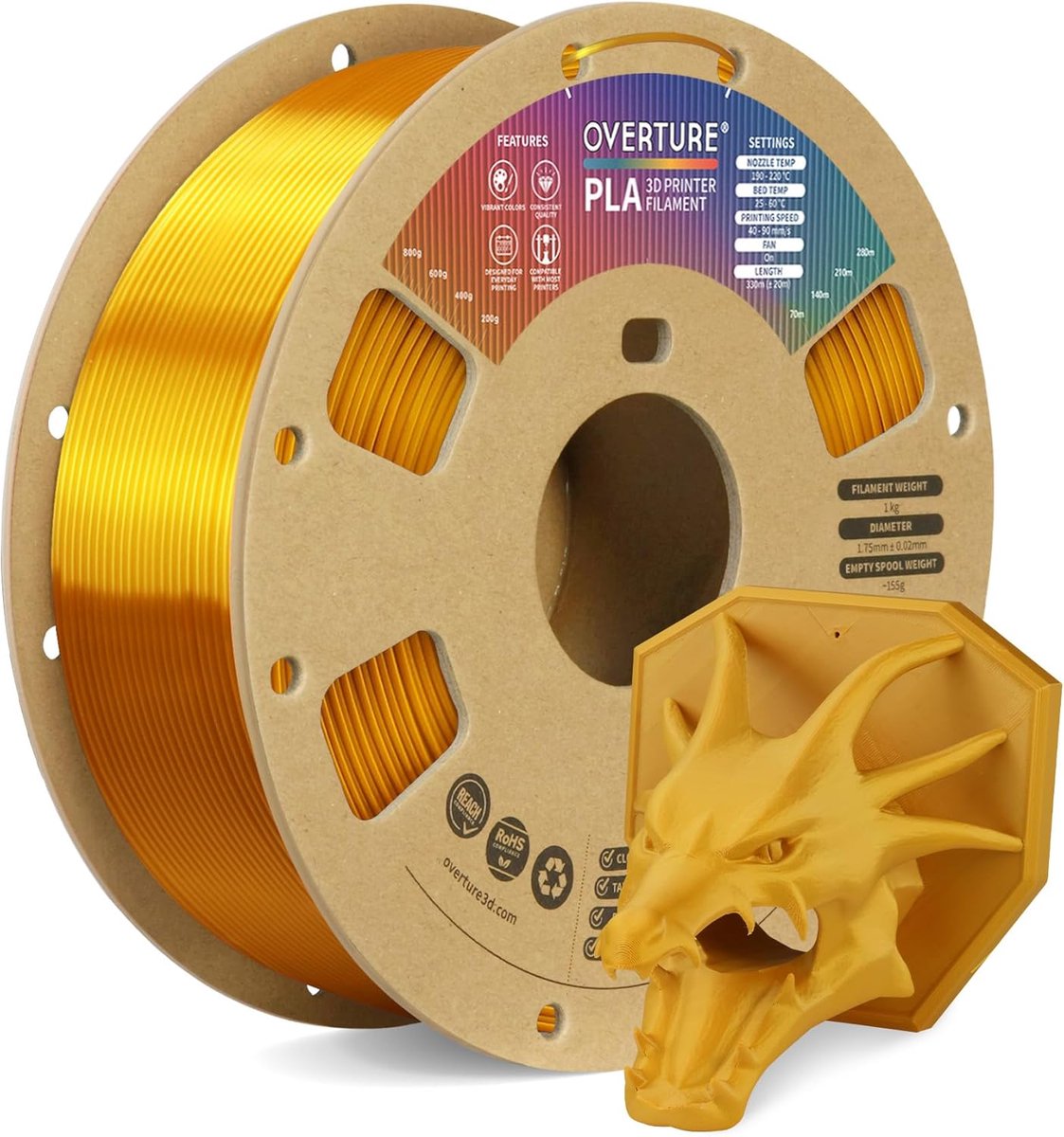 PLA 3D-printer Filament 1,75 mm - 1 kg Goud
