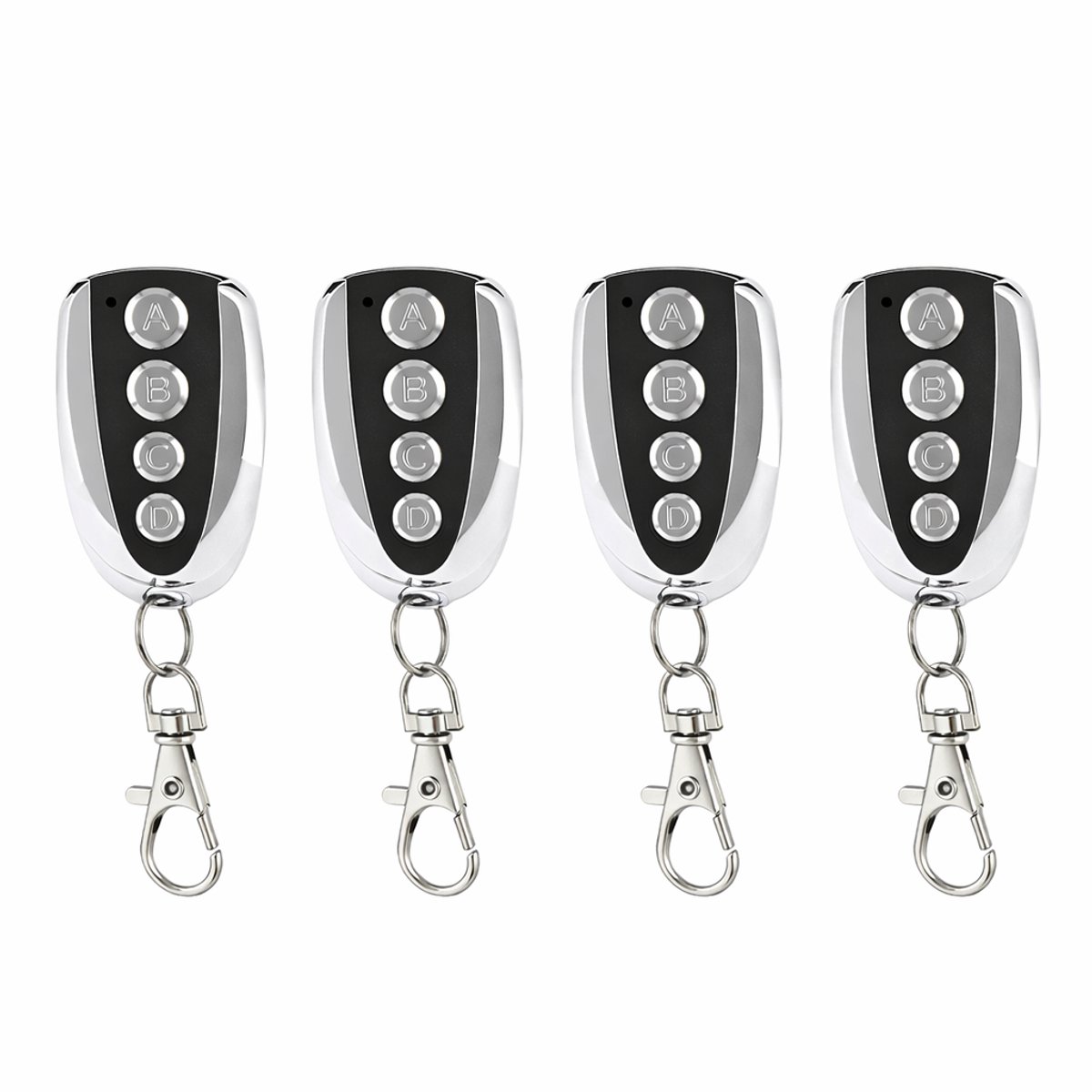 Garagedeur Afstandsbediening 433 MHz – 4 Stuks – Vervangende Handzender – Zelflerend / Kopieerbaar – Geschikt voor Fixed Code – 4 Knoppen – Garagepoort Opener – Inclusief Batterij