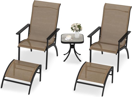 Manitoba Prado dining tuinset 130 cm rond 5 delig zand teak Taste 4SO - AVH Outdoor Tuinmeubelen