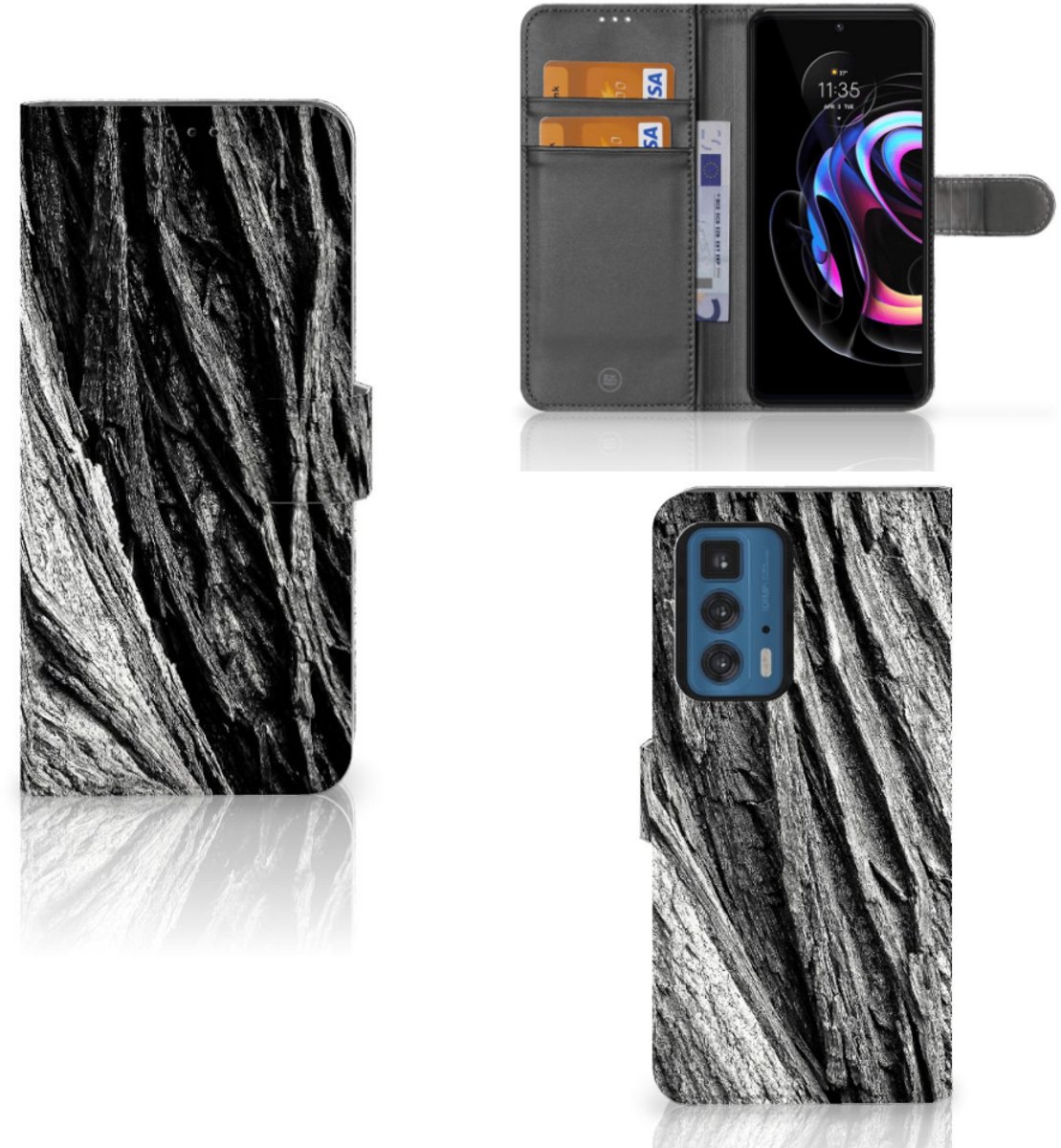 Book Style Case Motorola Edge 20 Pro Boomschors Grijs