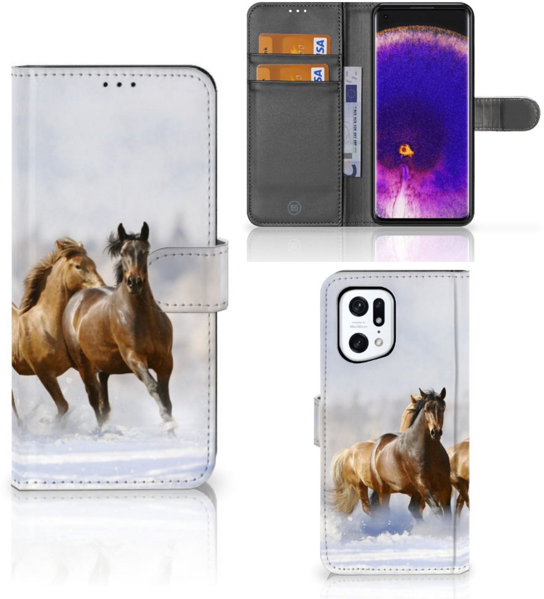 OPPO Find X5 Pro Telefoonhoesje met Pasjes Paarden