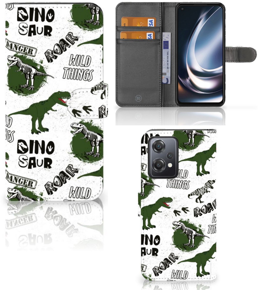 Telefoonhoesje met Pasjes voor OnePlus Nord CE 2 Lite Dinosaurus