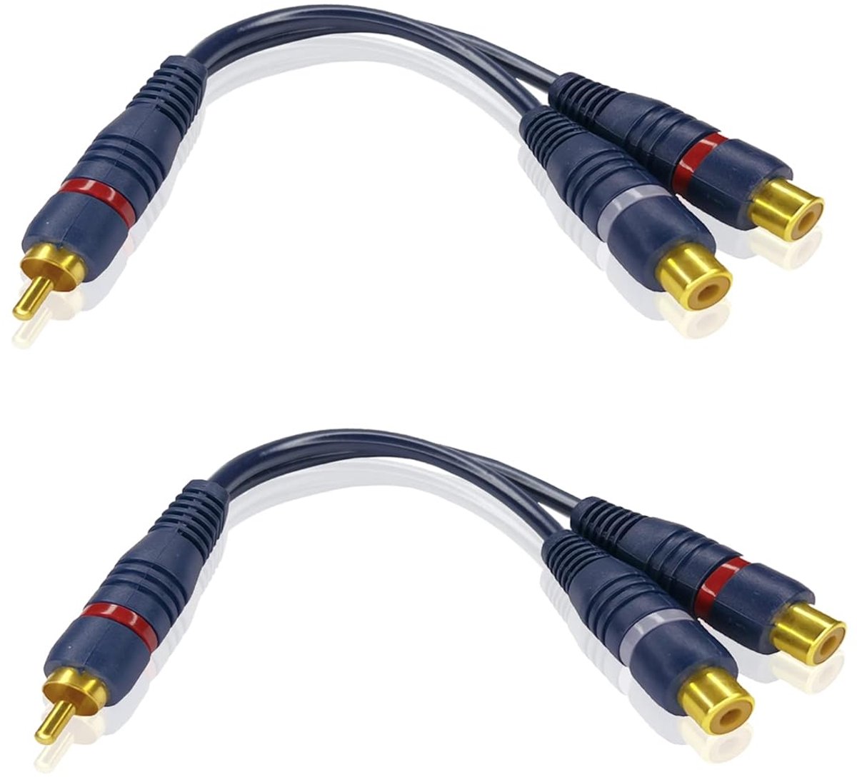15 cm RCA Mannelijke naar Dubbele RCA Vrouwelijke Audiokabels - 2 Stuks