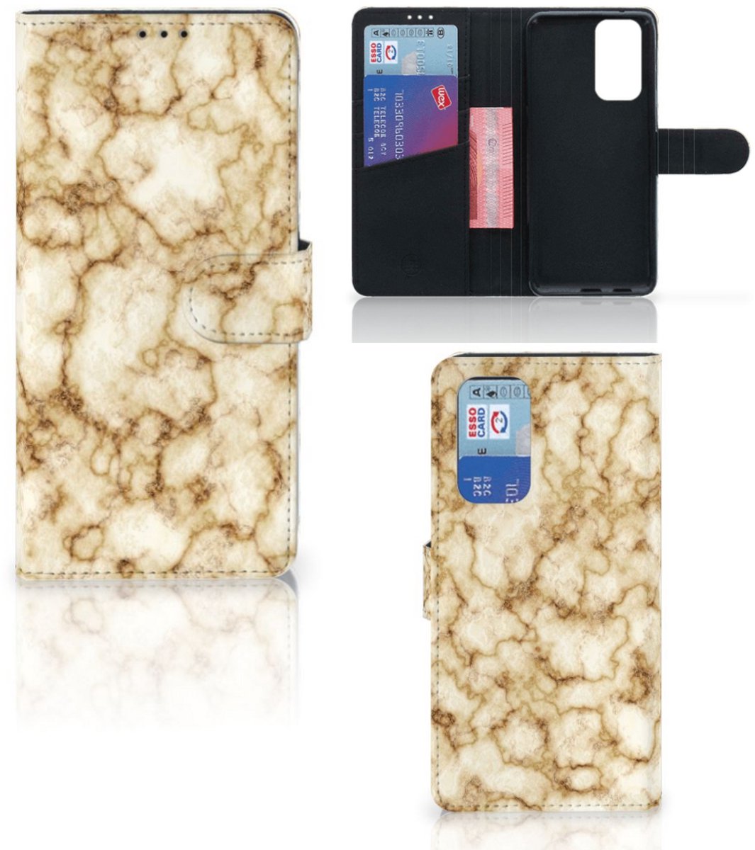 Book Case voor OnePlus 9 Pro Bookcase Marmer Goud