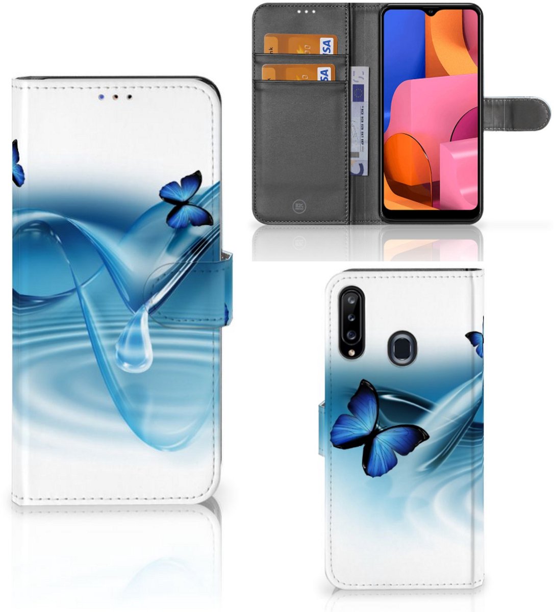 Samsung Galaxy A20s Telefoonhoesje met Pasjes Vlinders
