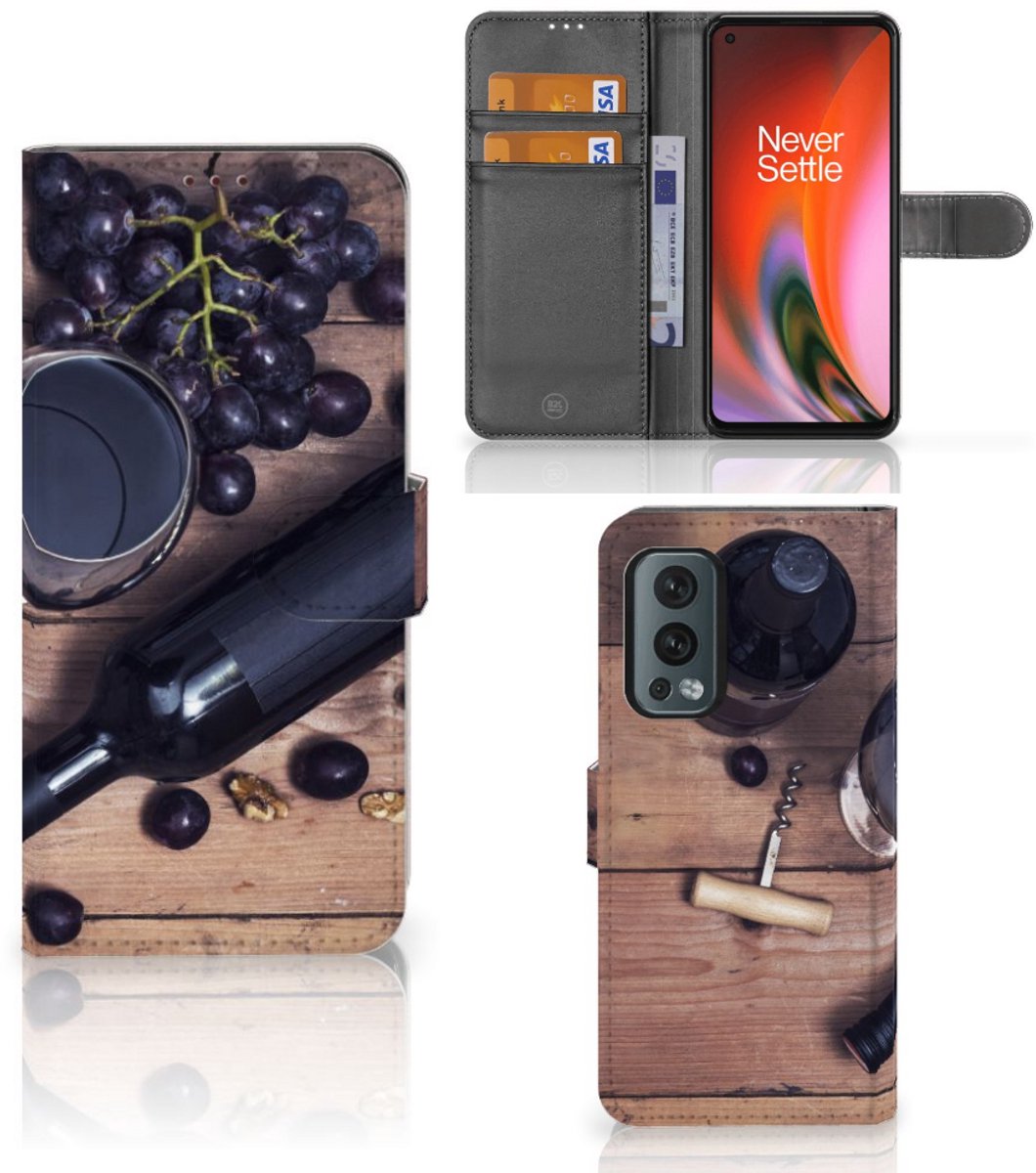 Book Case voor OnePlus Nord 2 5G Book Cover Wijn