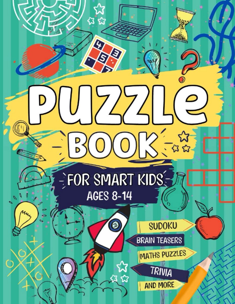Puzzelboek voor Slimme Kinderen 8-14 Jaar: Uitdagend Activiteitenboek met Sudoku, Kruiswoordraadsels en Meer!