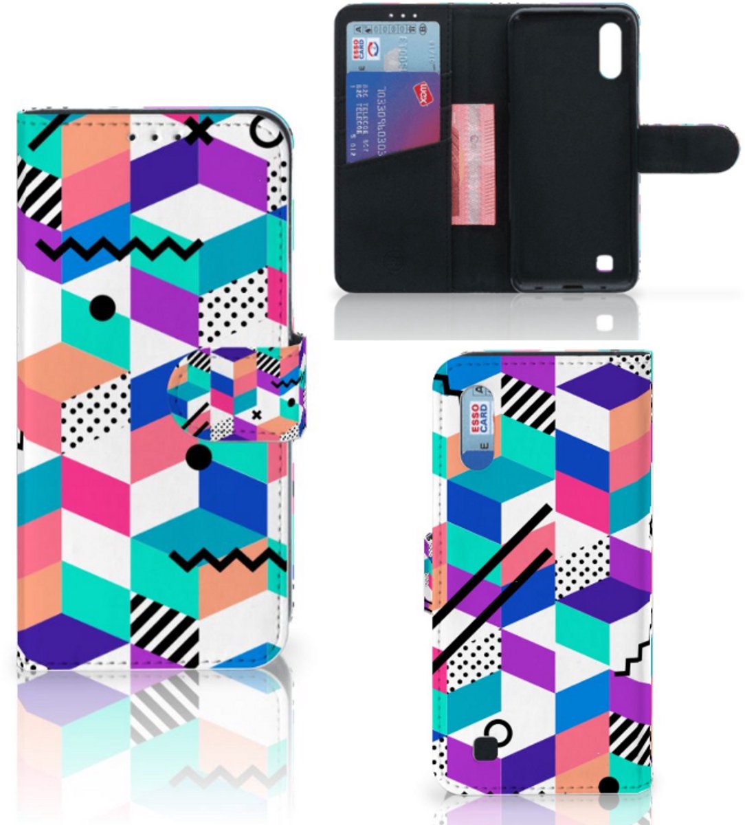 Samsung Galaxy M10 Book Case Blokken Kleurrijk