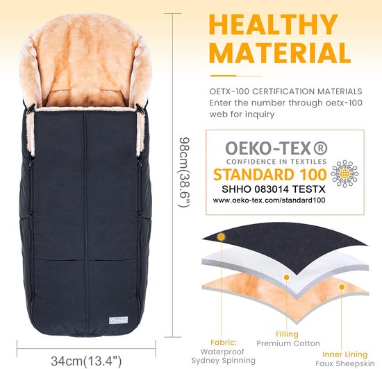 Winter Voetenzak voor Kinderwagen en Buggy met Warm Faux Schapenvacht Voering - Afneembaar en Machinewasbaar — afbeelding 4