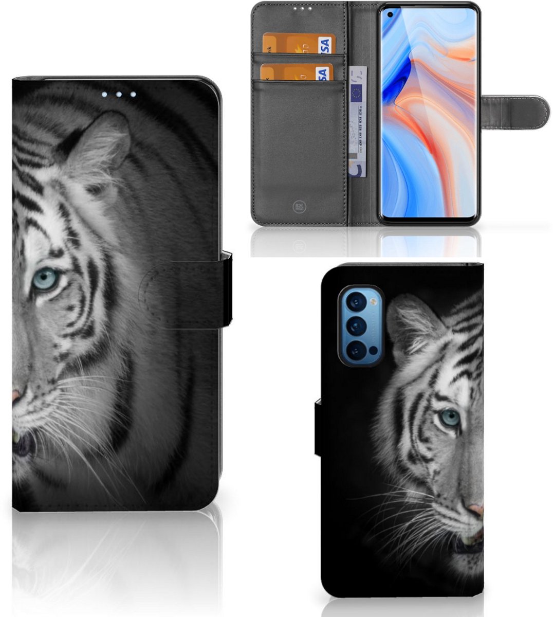 OPPO Reno 4 Pro 5G Telefoonhoesje met Pasjes Tijger
