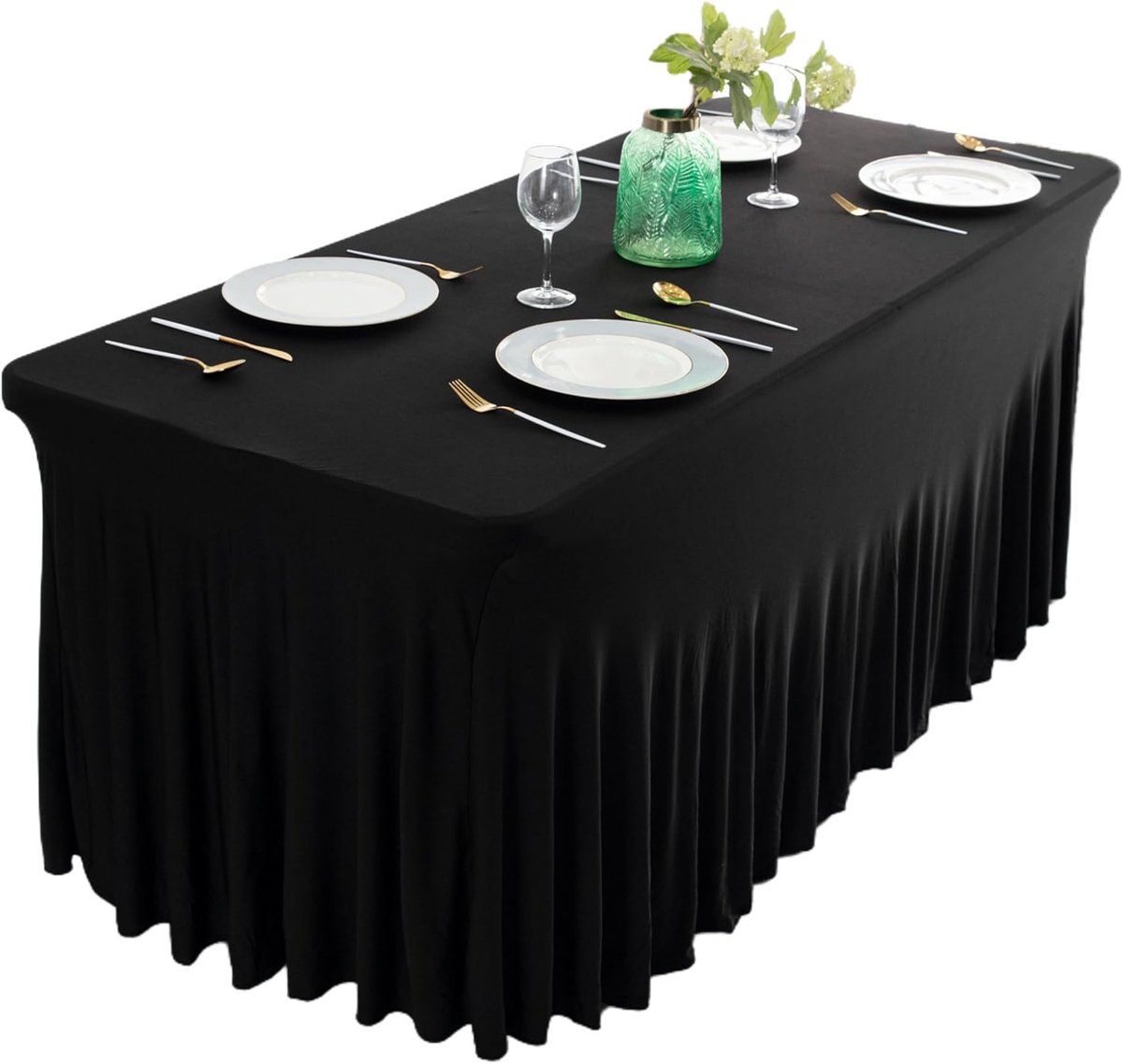 Elastische Tafelhoezen | Stretchhoes voor Bruiloft en Evenementen | Wasbaar Tafelkleed Zwart 183x76 cm
