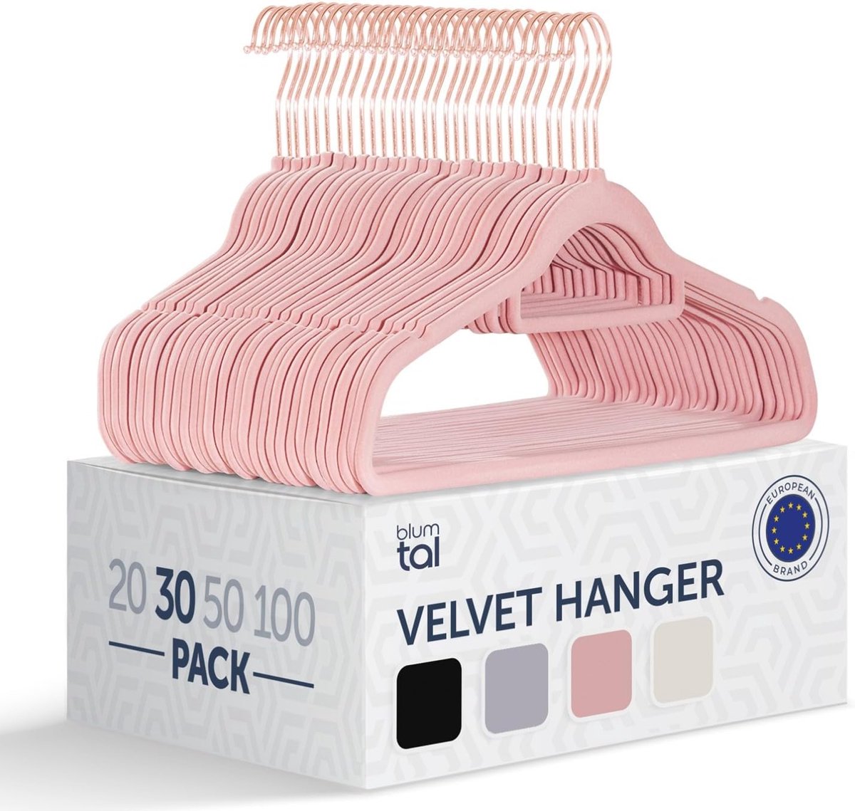 30 Stuks Fluwelen Kledinghangers Antislip & Ruimtebesparend - 360° Draaibaar Roze