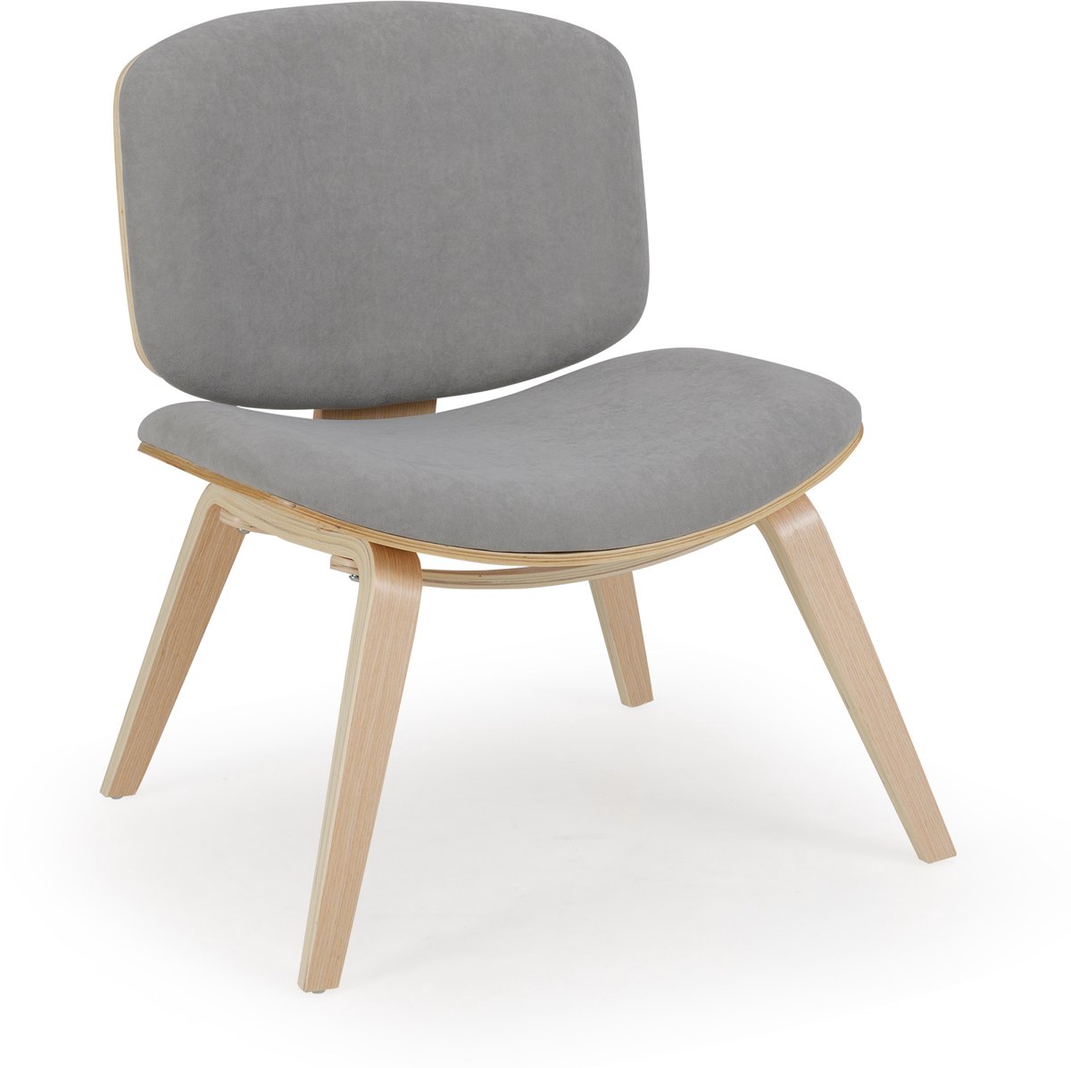 Costway Moderne accentstoel, gestoffeerde loungestoel met rugleuning en gevoerde zitting, solide houten frame, ruimtebesparende armloze stoel voor keuken, eetkamer, woonkamer (lichtgrijs, 1) Licht Grijs + Natuur