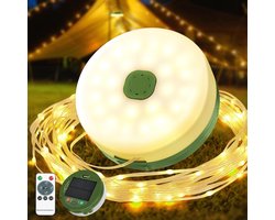 Solar Camping Lichtsnoer - Campinglampen - 10m LED Slingerlamp met Zonne-energie -Uitschuifbare meetlintverlichting - IP65 - 3000mAh - 8 Lichtstanden - Voor Kamperen & Tuin