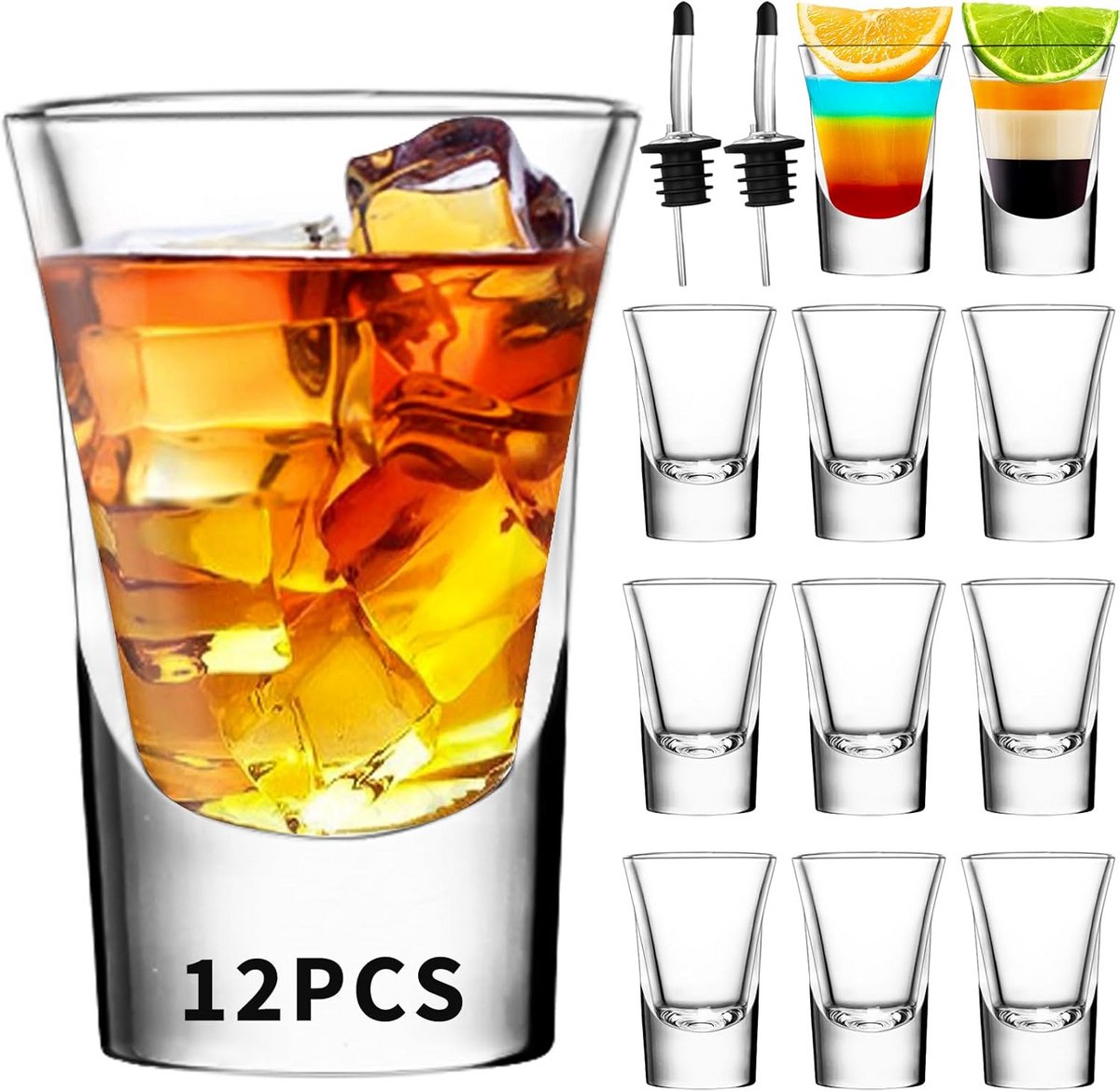 Set van 12 Glazen Shotglazen 35ml voor Sterke Dranken en Feestjes