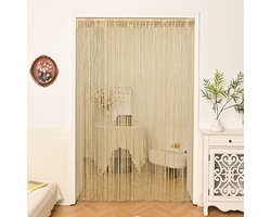 Deurgordijn met kwastjes - Deurgordijn - vliegengordijn - Scheidingsgordijn - Woondecoratie - Geschikt voor deuropeningen - 100*200 cm - Polyester - Champagnekleur