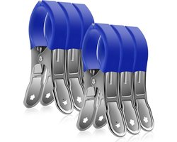 Strandlaken Clips - Handdoekhouders - Strand Stoelen - Roestvrij Staal - 12x6.5cm - Blauw