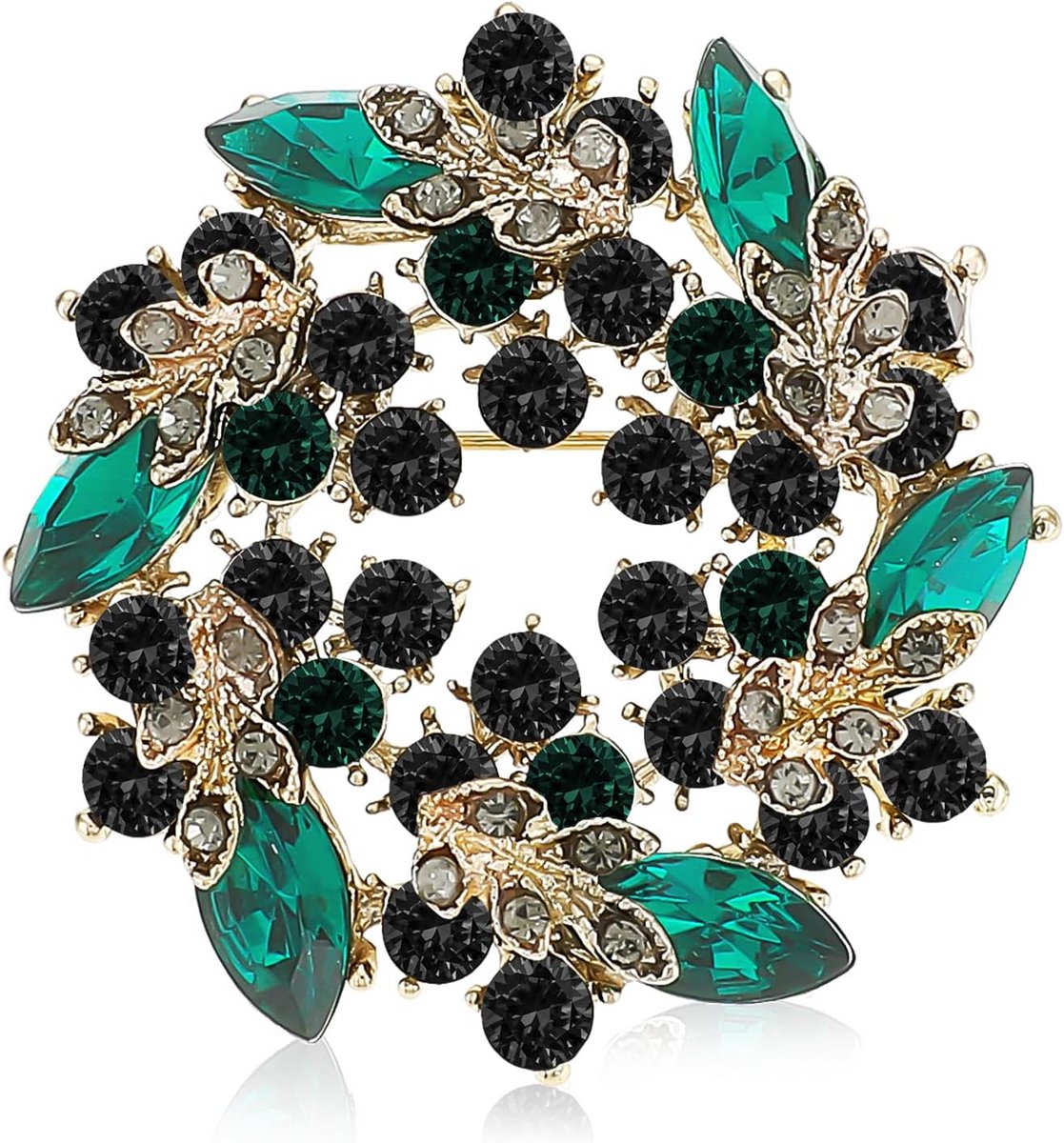 Elegante kristallen bloemenbroche met strass voor dames