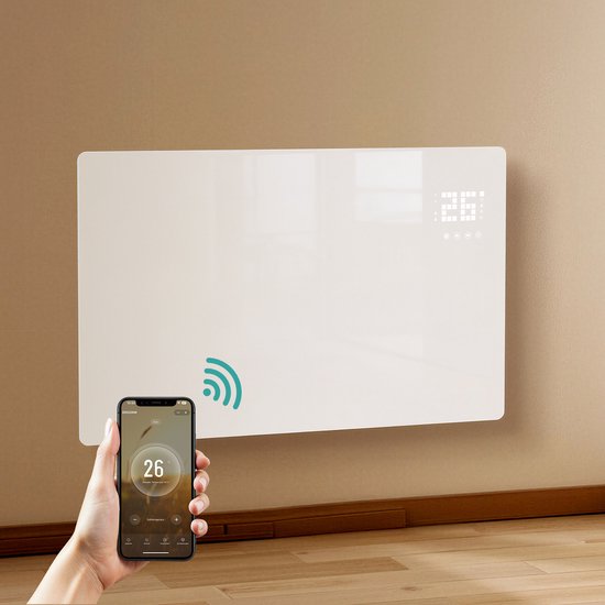 Radiateur électrique EMKE - 2000W - Minuteur - Commande tactile et par application - Radiateur convecteur panneau mural/autoportant